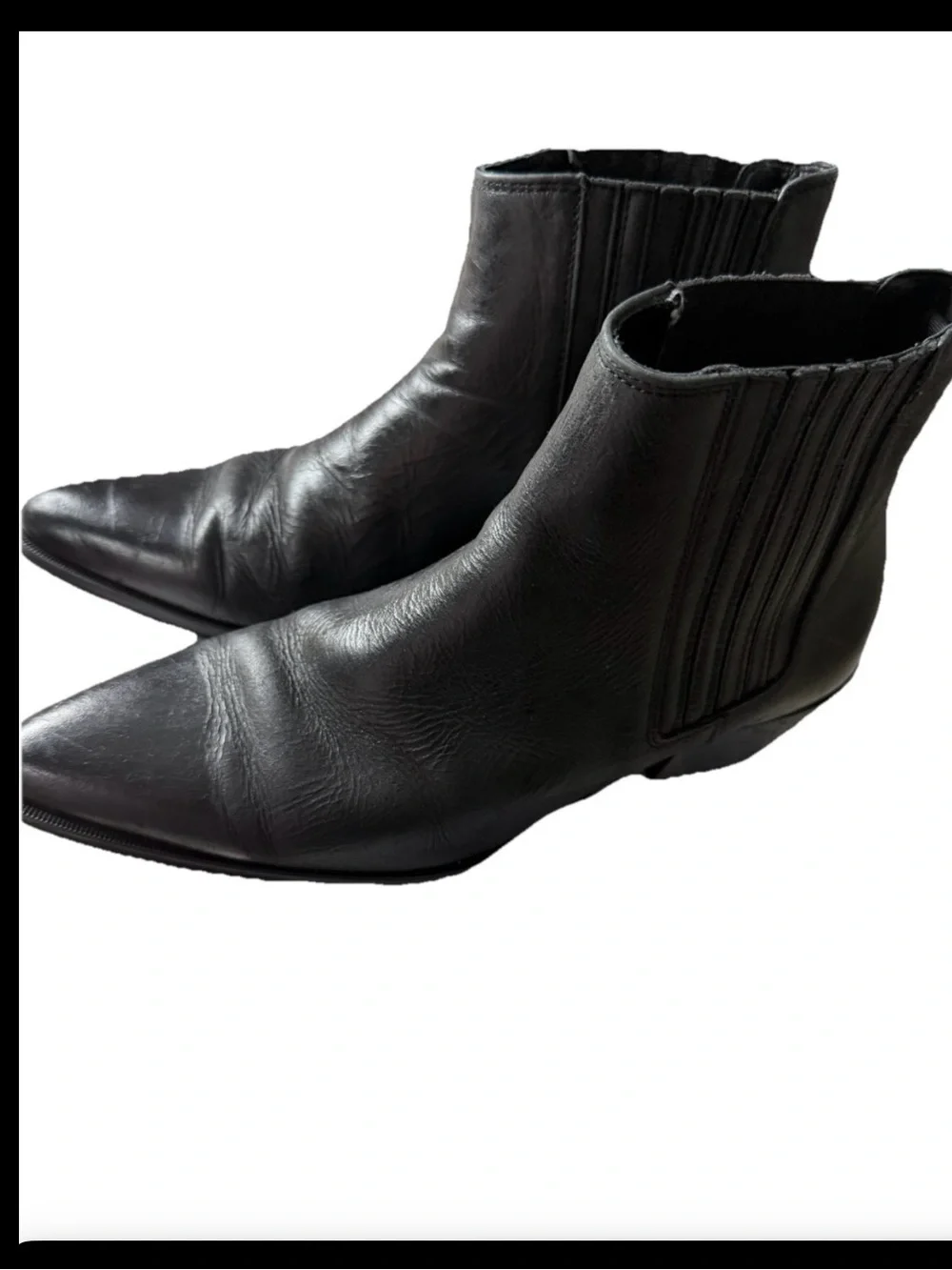 Zara Black Pointed-Toe Feau Leather Ankle Boots EU40 US 9.5 - Picture 7 of 12